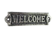 Rustic Silver Cast Iron Welcome Sign 6