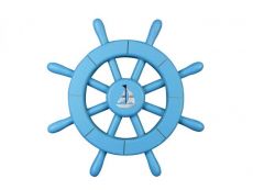 Light Blue Decorative Ship Wheel with Sailboat 12