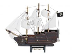 Wooden Captain Hooks Jolly Roger Model Pirate Ship from Peter Pan with White Sails 7
