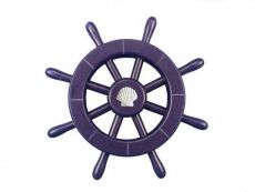 Dark Blue Decorative Ship Wheel With Seashell 12