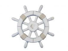 Rustic White Decorative Ship Wheel With Seashell 12