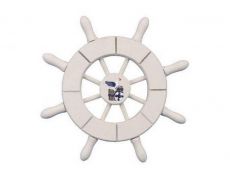 White Decorative Ship Wheel With Seagull 6