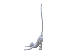 Whitewashed Cast Iron Yoga Cat Bathroom Extra Toilet Paper Stand 19