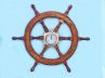 Deluxe Class Wood And Brass Ship Wheel Clock 24 - 8