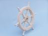 Classic Wooden Whitewashed Decorative Ship Steering Wheel 12 - 3
