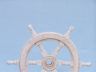 Classic Wooden Whitewashed Decorative Ship Steering Wheel 12 - 4