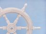 Classic Wooden Whitewashed Decorative Ship Steering Wheel 24 - 1