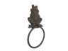 Cast Iron Happy Sitting Frog Bathroom Set of 3 - Large Bath Towel Holder and Towel Ring and Toilet Paper Holder  - 1