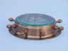 Antique Brass Double Dial Porthole Wheel Clock 8 - 2
