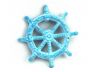 Light Blue Whitewashed Cast Iron Ship Wheel Bottle Opener 3.75 - 2