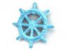 Light Blue Whitewashed Cast Iron Ship Wheel Bottle Opener 3.75 - 1