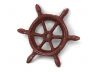 Red Whitewashed Cast Iron Ship Wheel Decorative Paperweight 4 - 2