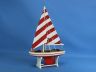 Wooden Decorative Sailboat Model with Rustic Red Stripes 12 - 5