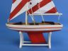 Wooden Decorative Sailboat Model with Rustic Red Stripes 12 - 3