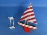 Wooden Decorative Sailboat Model with Rustic Red Stripes 12 - 1