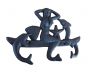Rustic Black Cast Iron Wall Mounted Mermaid with Dolphin Hooks 9 - 1