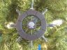Dark Blue Decorative Ship Wheel With Seashell Christmas Tree Ornament  6 - 2