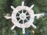 Rustic White Decorative Ship Wheel With Seashell Christmas Tree Ornament  6 - 2