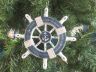 Rustic Dark Blue and White Decorative Ship Wheel With Anchor Christmas Tree Ornament 6 - 2