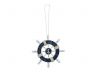 Rustic Dark Blue and White Decorative Ship Wheel With Anchor Christmas Tree Ornament 6 - 1