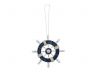 Rustic Dark Blue and White Decorative Ship Wheel With Seashell Christmas Tree Ornament  6 - 1