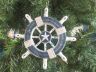 Rustic Dark Blue and White Decorative Ship Wheel With Starfish Christmas Tree Ornament 6 - 2
