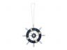 Rustic Dark Blue and White Decorative Ship Wheel With Starfish Christmas Tree Ornament 6 - 1