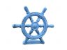 Dark Blue Whitewashed Cast Iron Ship Wheel Door Stopper 9 - 2