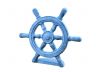 Dark Blue Whitewashed Cast Iron Ship Wheel Door Stopper 9 - 1