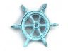 Dark Blue Whitewashed Cast Iron Ship Wheel Decorative Paperweight 4 - 2