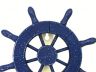 Rustic All Dark Blue Decorative Ship Wheel with Hook 8 - 1