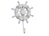 Rustic All White Decorative Ship Wheel with Hook 8 - 5