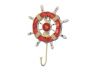 Rustic Red and White Decorative Ship Wheel with Hook 8 - 2
