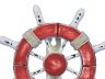 Rustic Red and White Decorative Ship Wheel with Hook 8 - 1