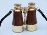 Captains Brass and Wood Binoculars with Leather Case 6 - 8