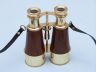 Captains Brass and Wood Binoculars with Leather Case 6 - 1