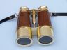 Captains Brass and Wood Binoculars with Leather Case 6 - 2
