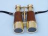 Captains Brass and Wood Binoculars with Leather Case 6 - 3