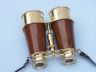 Captains Brass and Wood Binoculars with Leather Case 6 - 4