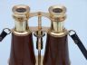Captains Brass and Wood Binoculars with Leather Case 6 - 7