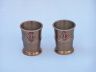 Antique Brass Anchor Shot Glasses With Rosewood Box 4 - Set of 2 - 1