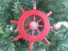 Red Decorative Ship Wheel with Seashell Christmas Tree Ornament  6 - 2