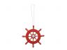 Red Decorative Ship Wheel with Seashell Christmas Tree Ornament  6 - 1