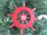 Red Decorative Ship Wheel with Starfish Christmas Tree Ornament 6 - 2