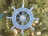 Rustic Light Blue Decorative Ship Wheel With Seashell Christmas Tree Ornament  6 - 2