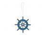 Rustic Light Blue Decorative Ship Wheel With Seashell Christmas Tree Ornament  6 - 1