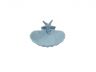 Rustic Light Blue Cast Iron Shell With Starfish Decorative Bowl 6 - 2