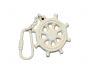 Antique White Cast Iron Ship Wheel Key Chain 5 - 2