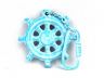Light Blue Whitewashed Cast Iron Ship Wheel Key Chain 5 - 2