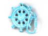 Light Blue Whitewashed Cast Iron Ship Wheel Key Chain 5 - 1